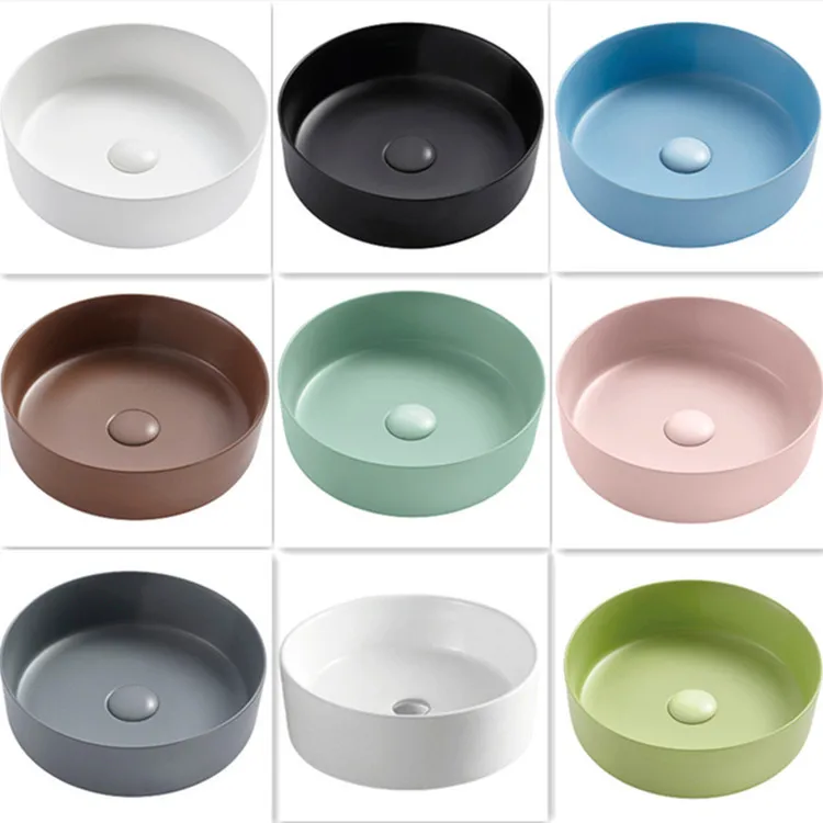 China Hot Selling Popular Style Round Bathroom Ceramic Noble Matte Glaze Vanity Art Basin