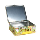Custom accepted high level colorful printing cute rectangle tin metal lunch handle tin box