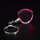 2020 cheap wholesale LED light blank sublimation crystal glass keychains custom 3d personalized logo heart crystal keychain