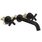 Yinada Factory Online Shopping Double Handle Basin Black Faucet New Design Matt Black Bathroom Faucet
