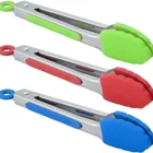 Colorful BPA Free Non-Stick Stainless Steel BBQ Grilling Locking Food Serving Tong