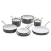 Durable 11 Piece Classic Ceramic Nonstick Cookware Set Grey/White with s/s handle induction optional