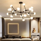 Creative design magic bean wooden and Iron material nordic style chandelier pendant light