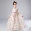 2019 New Retail Beauty Appliques Petal Princess Evening Prom Gown Long Dress With Stars Embroidery Cute Flower Girls Dress