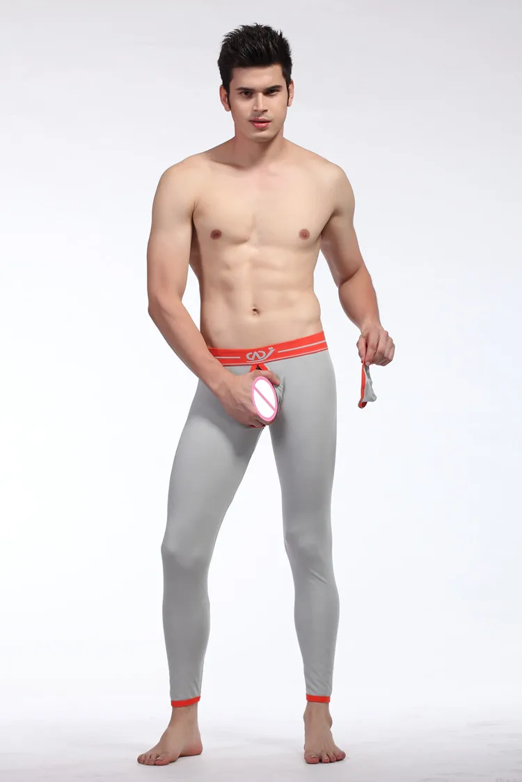 Funny Sexy Detachable Pouch Thermal Underwear Under Men Long John Plus