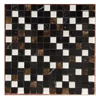 10x10mm square marble mosaic tile Thassos white & black marquina & dark emperador mini chips
