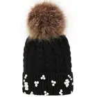 New Design Unisex Custom Fur Two Balls baby knit hat personalized Winter Crochet Knit Hats For Kids