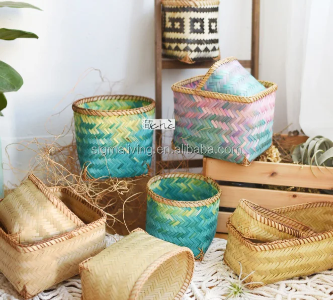Handicraft Frog Arrangement Cane Woven Basket Receiving Box Storage Basket for Blankets Shoe Towel Laundry Toys Sundries