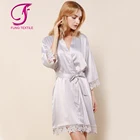 FUNG 3031 Matter Satin Lace Silk Robe Bridesmaid Robes shirts for women