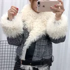 Custom Real Rabbit Fur Liner Women Fur Coat Lamb Collar Popular Style Lady Lamb Fur Jacket