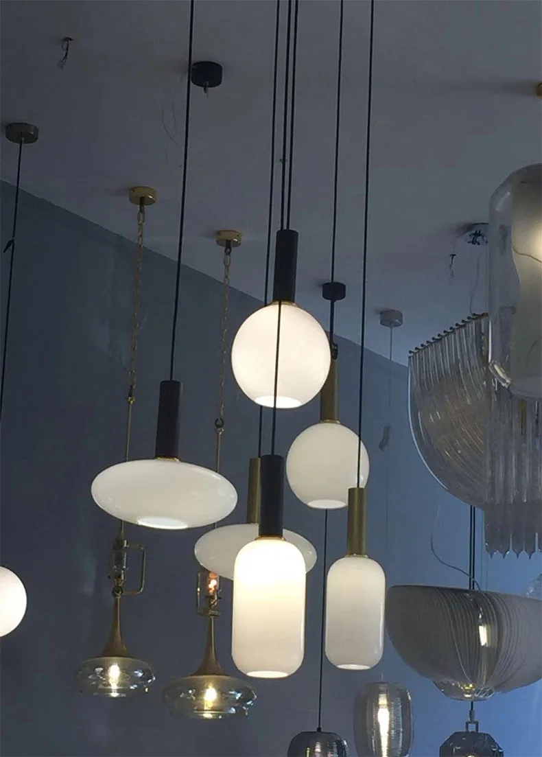 Modern White Glass Pendant Light Nordic Suspension Chandelier Ceiling Lamp For Restaurant bar cafe