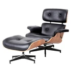 Walnut Plywood Real Leather Charles Leisure Designer Lounge Chair
