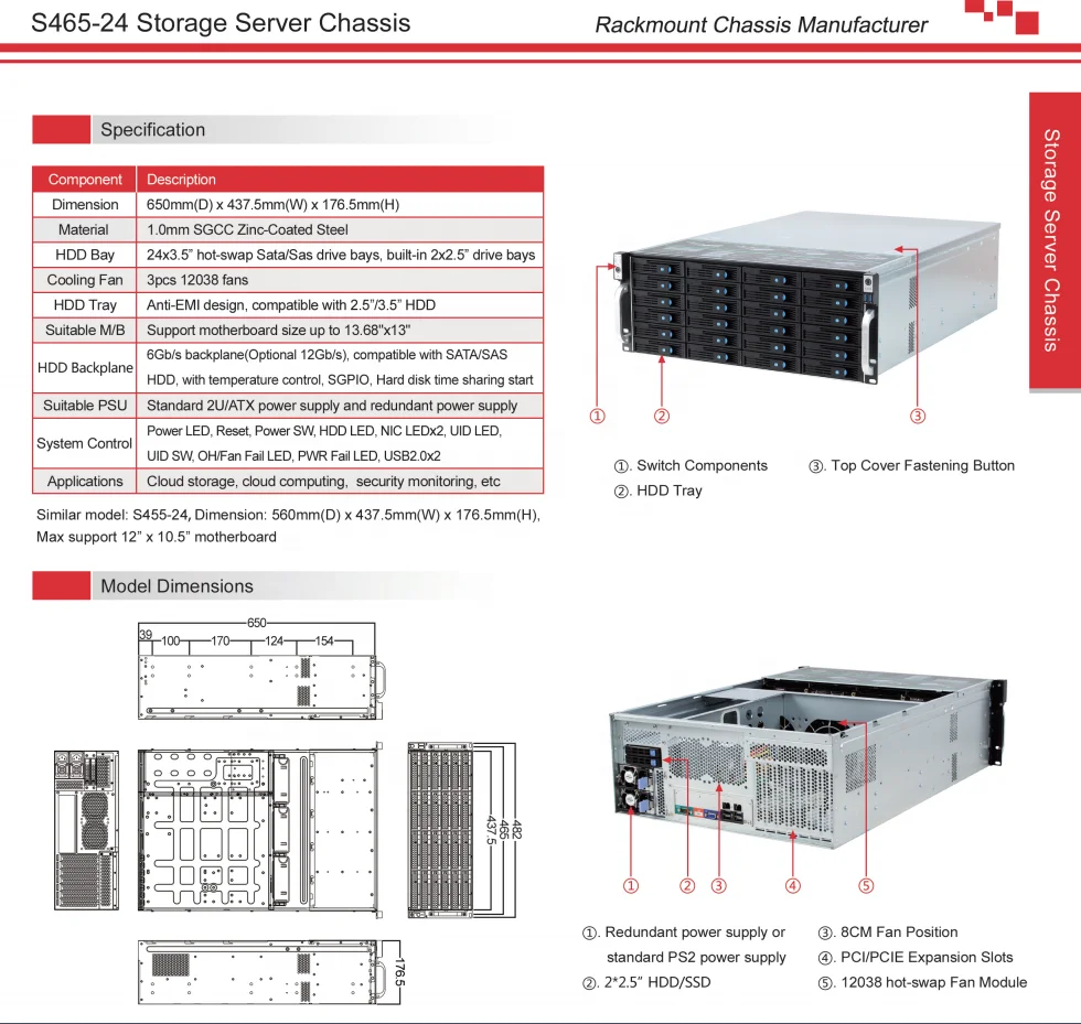 Custom 4u 8bay Hot Swap Rack Server Case For Nvr Nas Atx Form Support 2