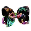2019 Feiyou latest high quality Rainbow Sequin glitter Large hair bow clips for Girls long thick hair Bling Bling Party gifts