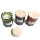Home decorative luxury Soy Wax custom scented candle glass jar with wooden lid