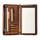 LeatherTech A4 A5 leather loose leaf Organizer zipper portfolio file folder