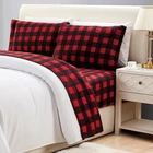 Popular Red Lattice Color Polar Fleece flat sheet, fitted sheet and pillowcase 3/4pcs bed sheet set