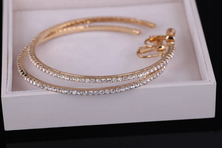 3-8cm big gold hoop earrings austria crystals diamond hoop earrings earring Earhole free big hoop wholesale