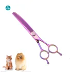 KELO Oem New Titanium-plated Curved Blade Pet Hair Grooming Thinning Long Scissors