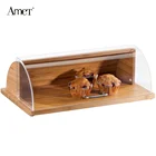 Flip over Clear Acrylic Cake Boxes Bakery Display Case bread Display Box with wood
