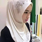 55*65cm custom floral lace women headgear muslim Islamic hijab tudung
