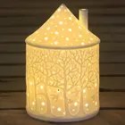 Home decor unique design house shape porcelain table light lamp for girls