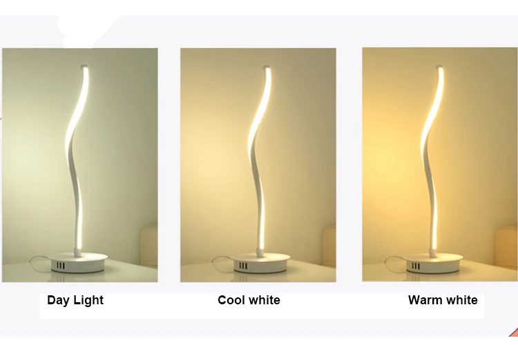 Simple modern spiral slim linear dimmable desk lamp for bedroom LED table light
