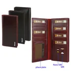 Real leather long women money bag purse wallet card wallet with 14 card slot