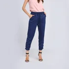 Wholesale latest elastic waist ankle-length elegant 100% cotton harem pants trousers