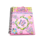 Pink spiral binding notebook for girls with pocket and mini pads