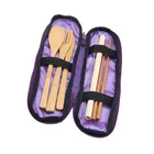 Tableware cutlery bag custom purple grey flatware reusable bamboo cutlery set cutlery set