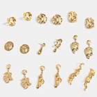 New fashion 925 silver needle gold plated irregular metal stud earrings