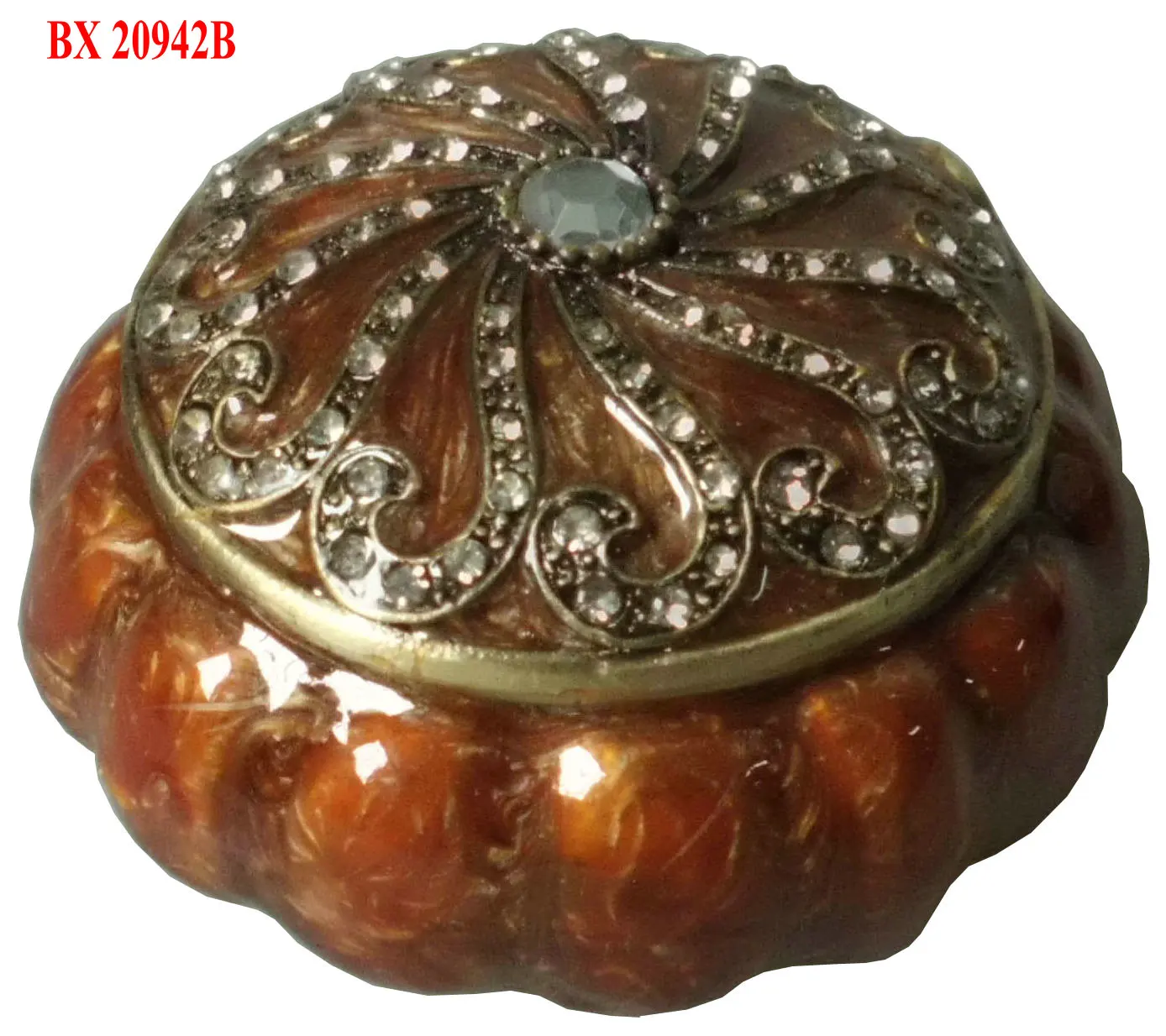 Vintage Round Antique Metal Enameled Jewelry Decorative Trinket Box Ring Box for Gift
