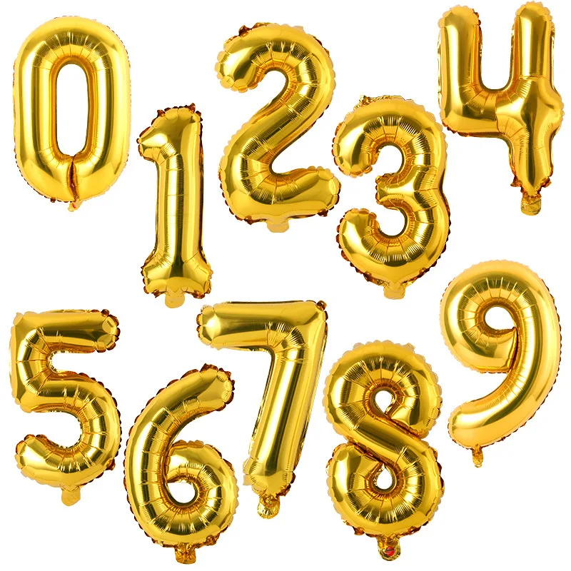 16 "número globos de la Ducha del bebé de helio de Ballon oro plata rosa azul de fiesta de cumpleaños globo de la boda