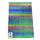 Crocodile Skin Design Rainbow Iridescent Hologram Embossed PU Faux Leather Fabric for Making Bags/Shoes