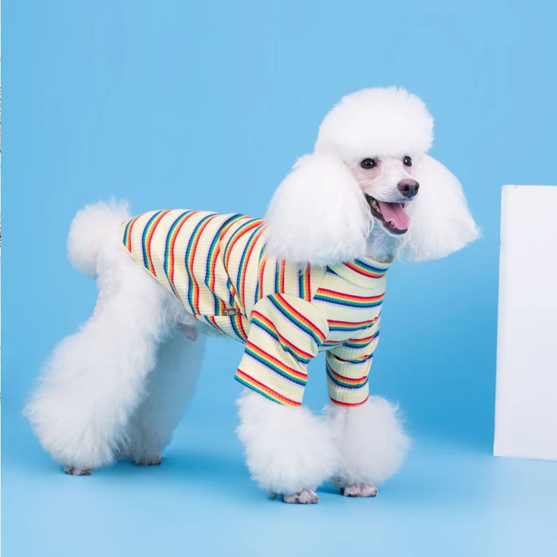 High Quality Pet Clothes Dog T-shirt For Autumn New Korea Best Selling Striped Dog Clothes Pet T-Shirt Puppy Clothes Wholesale