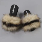 Slippers Factory Direct Wholesale Cheap Fluffy Sandals Fur Slides Fox Fur Slippers For Women