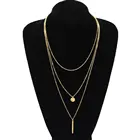 XL008 New copper bead chain sequins metal multi-layer pendant necklace