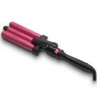 Home use three barrel ceramic electric LCD curling iron hair curler with triple barrel hair waver curl hair