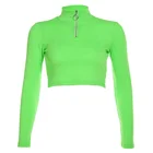 zipper tight crop tops t-shirts women 2019 new style wholesale hot selling sale early long sleeve knitted shirt for woman