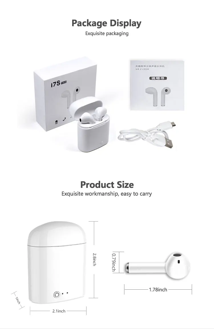 Free Shipping I7s Mini Wireless Headphones Bluetooths V5.0 Earphones Twins TWS Earbuds - ANKUX.COM