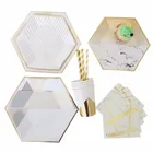 Rose Gold Dinnerware sugarcane Eco Friendly customize Factory outlet disposable plate