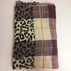 Custom 100% acrylic women winter leopard print soft woven scarf