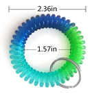 Promotion spiral wrist key chain, personalized plastic coil wrist band stretchable key ring tag with key holders