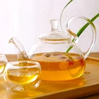 Glass Filtering Tea Maker Teapot with a Warmer and Tea Cups Set