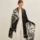 New cashmere black printed soft shawl scarf for women ladies in autumn winter