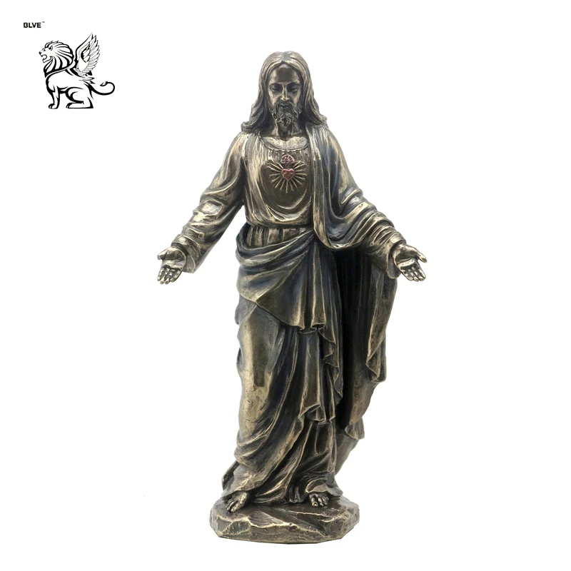 Sagrado Corazón de bronce Jesús con los brazos abiertos escultura religiosa BRL-210