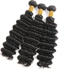 Natural One Donor Human Virgin Hair Extensions Deep Wave Peruvian Remy Virgin Hair Weft