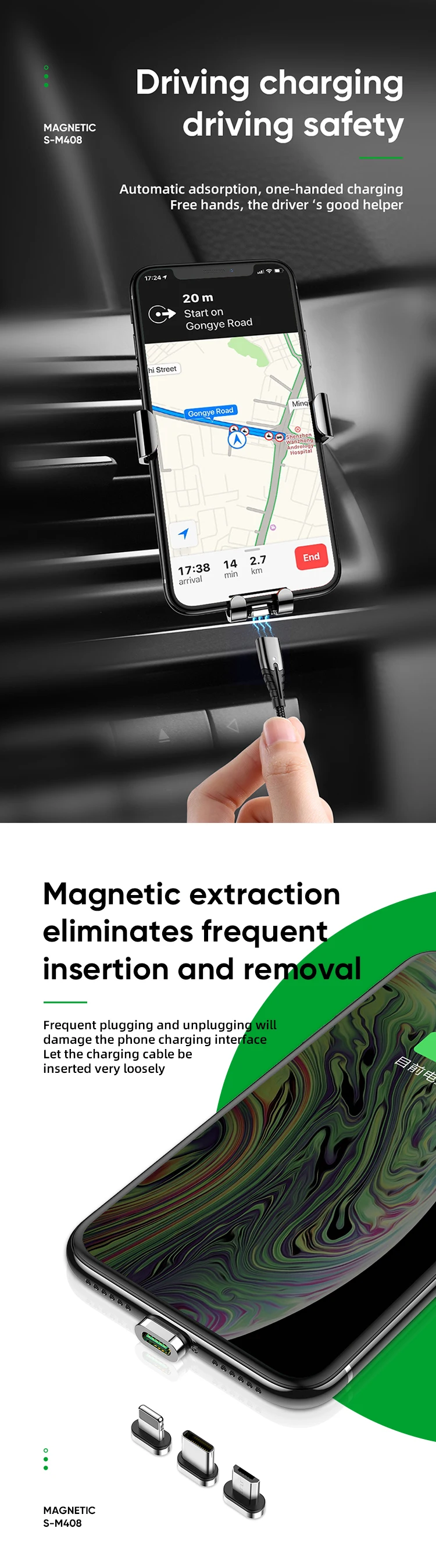 Phone Quick Charge Type C Micro Data Led Usb Charging 3 in 1 Magnetic Cable - ANKUX.COM