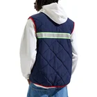 Mens Vests Denim Collarless Back Quilted Colorful Binding Padded Winter Warmer Stylish Heated Mens Vests